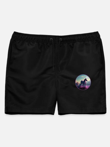 Einhorn - Männer Badeshorts - Schwarz