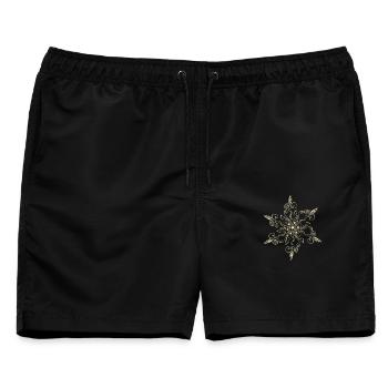 Schneeflocke Stern Eiskristall - Männer Badeshorts - Schwarz - Vorne - AI Model Male 178 light (178cm)
