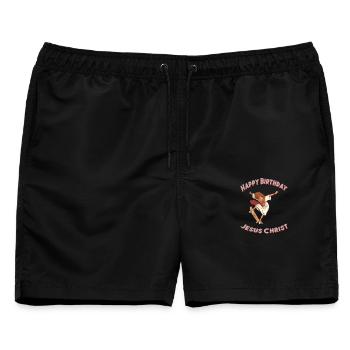 Happy Birthday Jesus Christ Skating Skateboard - Männer Badeshorts - Schwarz - Vorne - AI Model Male 178 light (178cm)