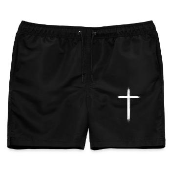 Jesus Christus Kreuz - Männer Badeshorts - Schwarz - Vorne - AI Model Male 178 light (178cm)