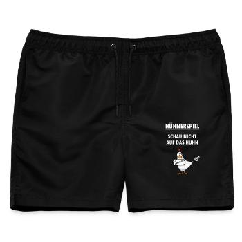 Hühnerspiel Sprüche Lustig witzig heiter Spiel - Männer Badeshorts - Schwarz - Vorne - AI Model Male 178 light (178cm)