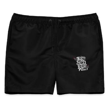 Bake the World a Better Place - Baking Lovers - Männer Badeshorts - Schwarz - Vorne - AI Model Male 178 light (178cm)
