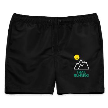 Trailrunning - Männer Badeshorts - Schwarz - Vorne - AI Model Male 178 light (178cm)