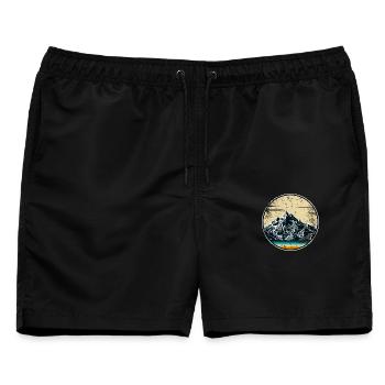Alpines Sonnenuntergangspanorama - Männer Badeshorts - Schwarz - Vorne - AI Model Male 178 light (178cm)