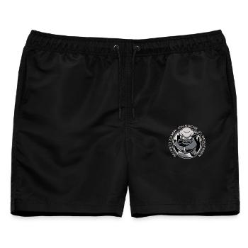 Kochender Chef Logo mit Messer - Männer Badeshorts - Schwarz - Vorne - AI Model Male 178 light (178cm)