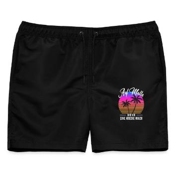 Auf Malle Sind Wir Eine Woche Wach - Saufen - Männer Badeshorts - Schwarz - Vorne - AI Model Male 178 light (178cm)