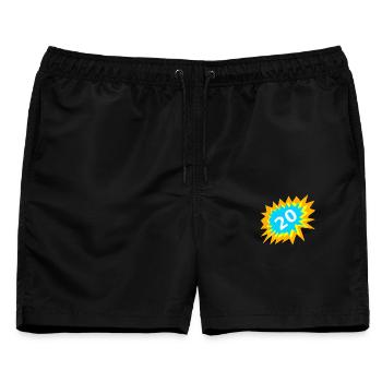 was schenken, 20 bunt - Männer Badeshorts - Schwarz - Vorne - AI Model Male 178 light (178cm)