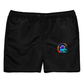 Neon Regenbogenaffe im Tunnel - Männer Badeshorts - Schwarz - Vorne - AI Model Male 178 light (178cm)