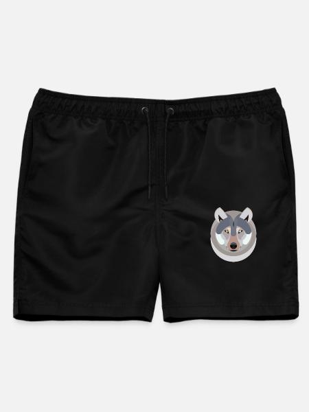 Wolf als Grafik - Männer Badeshorts - Schwarz