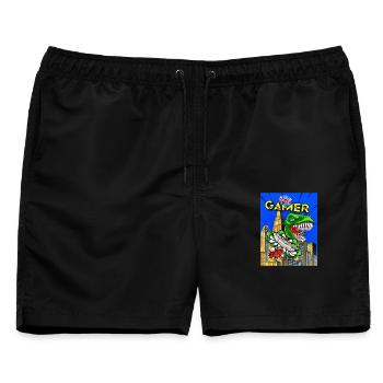 Spruch COOL GAMER Fun T-Shirt Stay & Play Together - Männer Badeshorts - Schwarz - Vorne - AI Model Male 178 light (178cm)