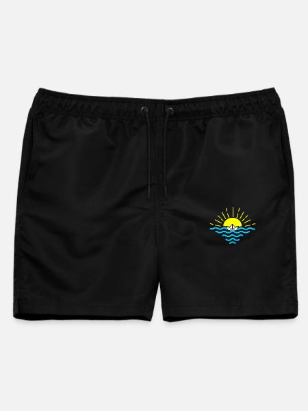 Sonnenuntergang weiß gefaltetes Boot Papierboot - Männer Badeshorts - Schwarz