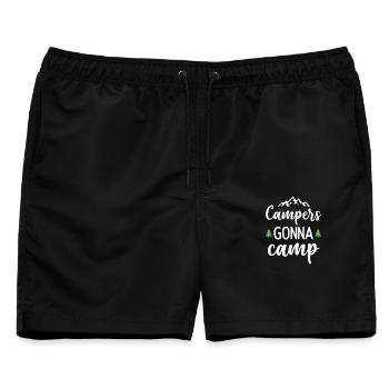 Camper auf dem Weg zum Camp - Männer Badeshorts - Schwarz - Vorne - AI Model Male 178 light (178cm)