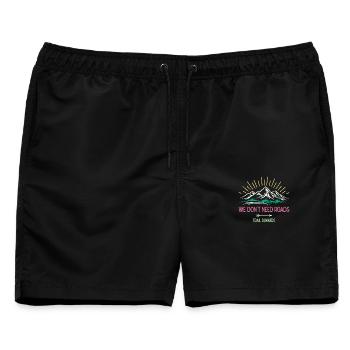 Wir brauchen keine Straßen. Trailrunner - Männer Badeshorts - Schwarz - Vorne - AI Model Male 178 light (178cm)