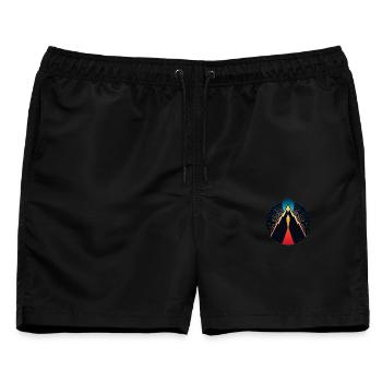Vulkan Logo - Männer Badeshorts - Schwarz - Vorne - AI Model Male 178 light (178cm)
