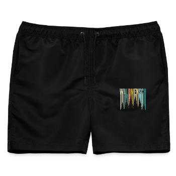 Waldmensch Farbpalette Waldsilhouetten - Männer Badeshorts - Schwarz - Vorne - AI Model Male 178 light (178cm)