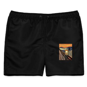 Schrei! Ein lustiger Löwe - Männer Badeshorts - Schwarz - Vorne - AI Model Male 178 light (178cm)