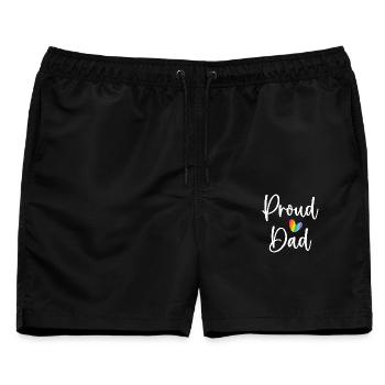 Stolzer Papa - Männer Badeshorts - Schwarz - Vorne - AI Model Male 178 light (178cm)