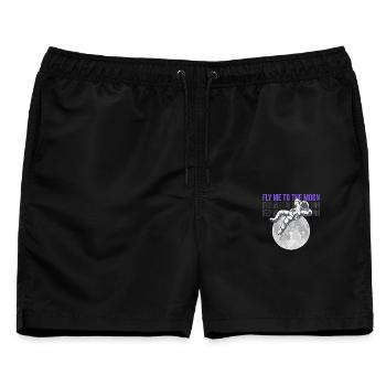 Fly me to the moon - Raumfahrt - Männer Badeshorts - Schwarz - Vorne - AI Model Male 178 light (178cm)