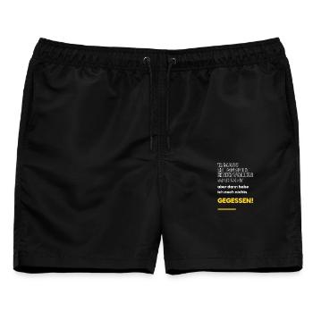 Vollen Mahlzeit, doch noch nichts Gegessen - Männer Badeshorts - Schwarz - Vorne - AI Model Male 178 light (178cm)