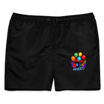Hippe hippe Hurra-Girlanden und Luftballons - Männer Badeshorts - Schwarz - Vorne - AI Model Male 178 light (178cm)