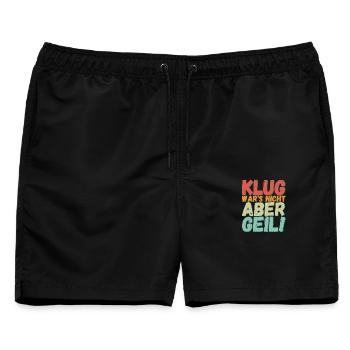 Klug war´s nicht aber Geil! - Männer Badeshorts - Schwarz - Vorne - AI Model Male 178 light (178cm)