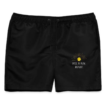 Steh auf und laufe. Wiederholen. - Männer Badeshorts - Schwarz - Vorne - AI Model Male 178 light (178cm)