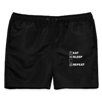 Eat Sleep Repeat Icon Layout - Männer Badeshorts - Schwarz - Vorne - AI Model Male 178 light (178cm)