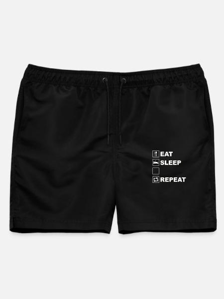 Eat Sleep Repeat Icon Layout - Männer Badeshorts - Schwarz