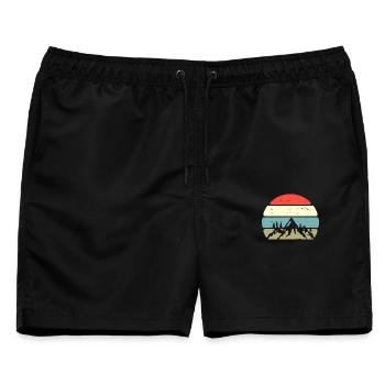 Bergpanorama im Sonnenuntergang - Männer Badeshorts - Schwarz - Vorne - AI Model Male 178 light (178cm)