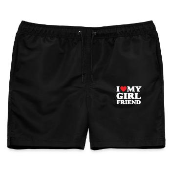 Ich liebe meine Freundin - Männer Badeshorts - Schwarz - Vorne - AI Model Male 178 light (178cm)
