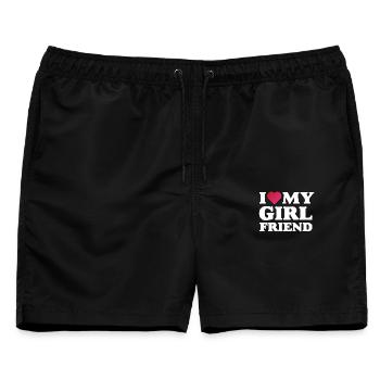 Ich liebe meine Freundin - Männer Badeshorts - Schwarz - Vorne - AI Model Male 178 light (178cm)