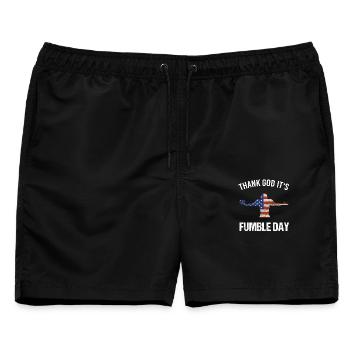 Thank God it's Fumble Day - Männer Badeshorts - Schwarz - Vorne - AI Model Male 178 light (178cm)