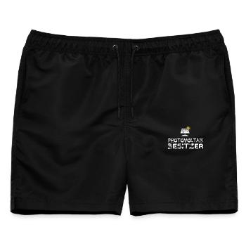 Photovoltaik Besitzer Solar Stromspeicher - Männer Badeshorts - Schwarz - Vorne - AI Model Male 178 light (178cm)