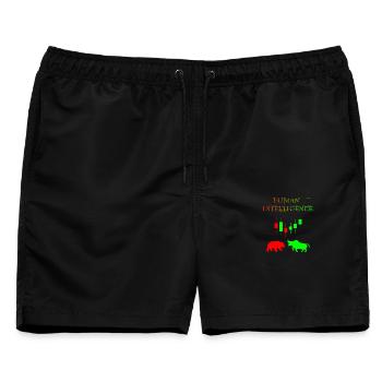 Human Intelligence Trading Shirt Bear and Bull - Männer Badeshorts - Schwarz - Vorne - AI Model Male 178 light (178cm)