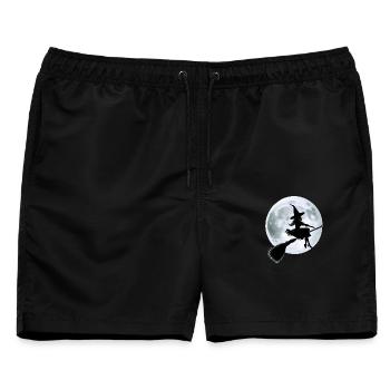 Hexe auf einem Besen - Männer Badeshorts - Schwarz - Vorne - AI Model Male 178 light (178cm)