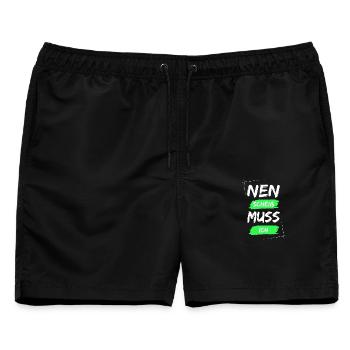 Nen scheiß muss ich - Männer Badeshorts - Schwarz - Vorne - AI Model Male 178 light (178cm)