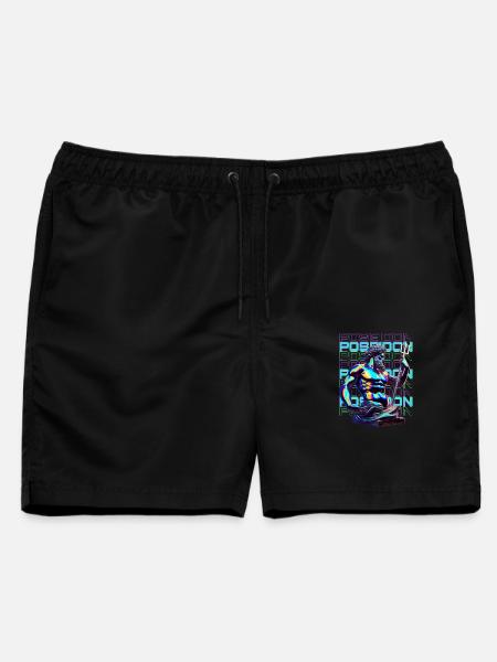 Neon Poseidon Trident - Männer Badeshorts - Schwarz