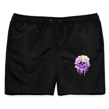 Blüten des Verfalls: Pastell-Gothic-Melancholie - Männer Badeshorts - Schwarz - Vorne - AI Model Male 178 light (178cm)