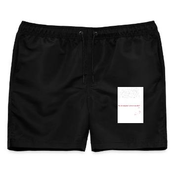 Aufgabenverwirrte Skizzen mit rotem Hinweis - Männer Badeshorts - Schwarz - Vorne - AI Model Male 178 light (178cm)