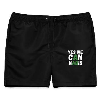 Yes We Cannabis! - Männer Badeshorts - Schwarz - Vorne - AI Model Male 178 light (178cm)