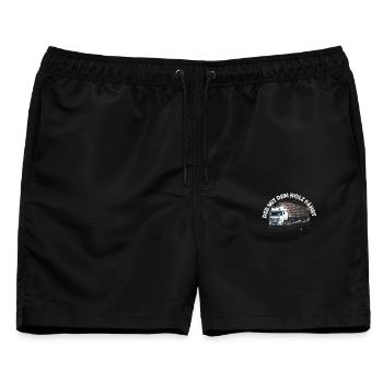 der mit dem holz fährt holzlkw holzernte forst - Männer Badeshorts - Schwarz - Vorne - AI Model Male 178 light (178cm)