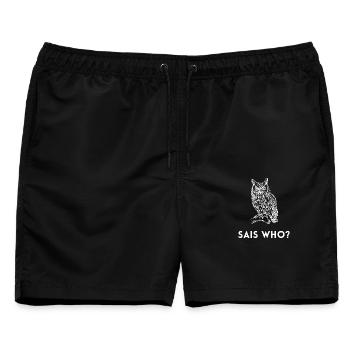 Sais Who Owlet Skeptiker hinterfragt Humor Tee - Männer Badeshorts - Schwarz - Vorne - AI Model Male 178 light (178cm)