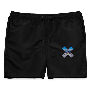 Abstrakte schneebedeckte Berge - Männer Badeshorts - Schwarz - Vorne - AI Model Male 178 light (178cm)
