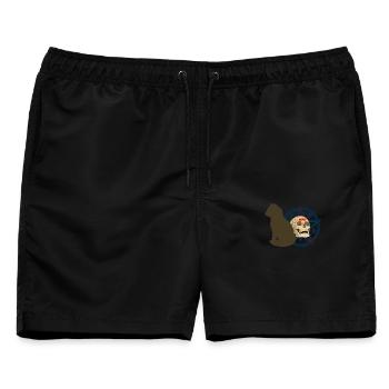 Pentagram muster, Katzen design, Menschenschädel - Männer Badeshorts - Schwarz - Vorne - AI Model Male 178 light (178cm)