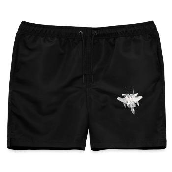 F15-Jagdflugzeugpilot-Luftfahrtshirt-Geschenkidee - Männer Badeshorts - Schwarz - Vorne - AI Model Male 178 light (178cm)