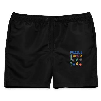 Süchtig nach Puzzles - Männer Badeshorts - Schwarz - Vorne - AI Model Male 178 light (178cm)