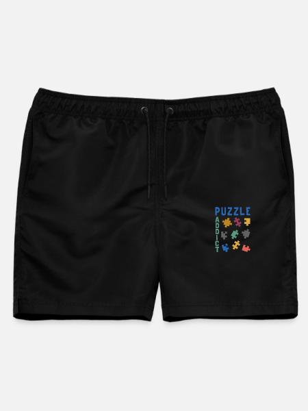 Süchtig nach Puzzles - Männer Badeshorts - Schwarz