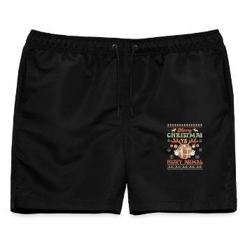 Hässlicher Weihnachtspullover - Männer Badeshorts - Schwarz - Vorne - AI Model Male 178 light (178cm)
