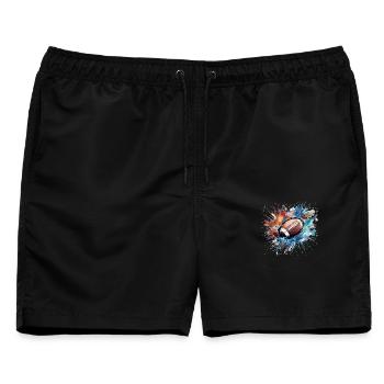 American Football Splash Farbexplosion - Männer Badeshorts - Schwarz - Vorne - AI Model Male 178 light (178cm)