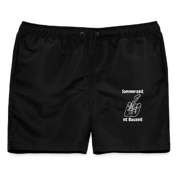 Sommerzeit ist Bauzeit - Männer Badeshorts - Schwarz - Vorne - AI Model Male 178 light (178cm)